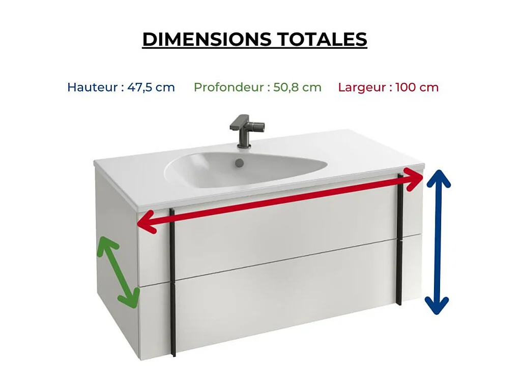 Meuble de salle de bain 100 cm JACOB DELAFON Nouvelle Vague blanc brillant