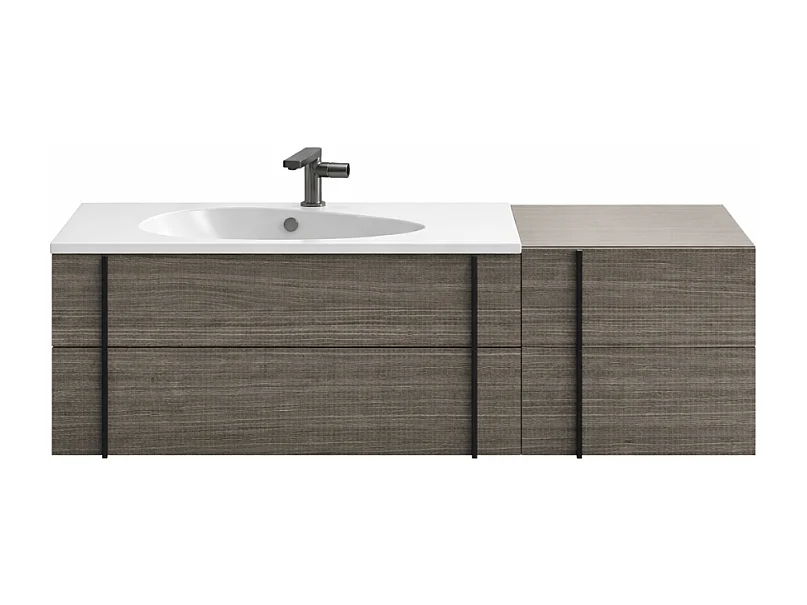 Meuble de salle de bain 145 cm JACOB DELAFON Nouvelle Vague avec rack chêne