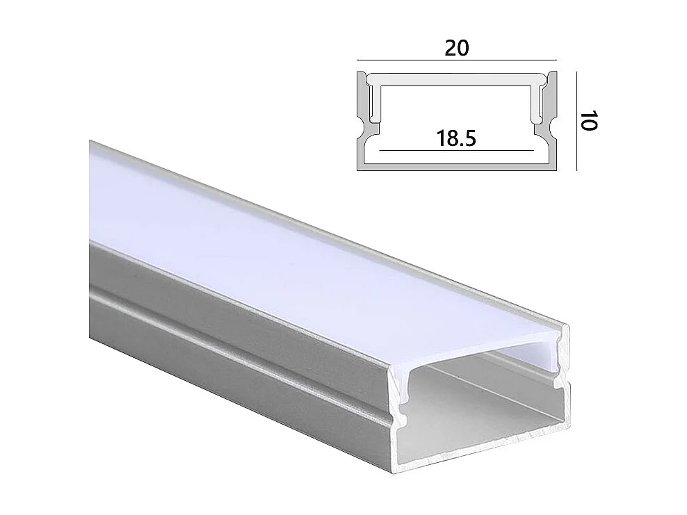 Kit Profilo Alluminio lineare per striscia LED 220V con copertura opaca- 2m, 4 tappi e 4 supporti