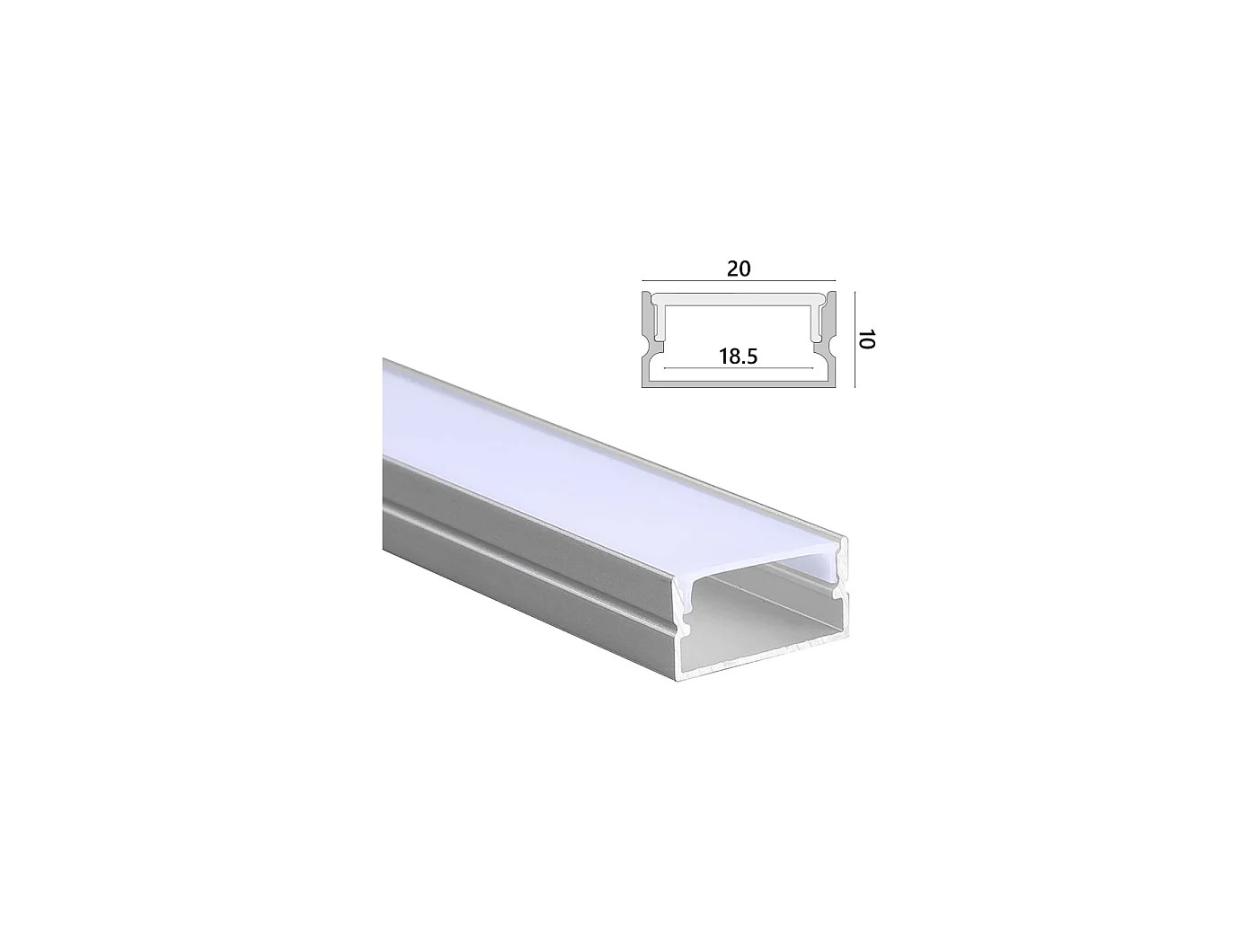 Zestaw liniowych profili aluminiowych do taśm LED 220 V z osłoną nieprzezroczystą - 2 m, 4 zaślepki i 4 uchwyty