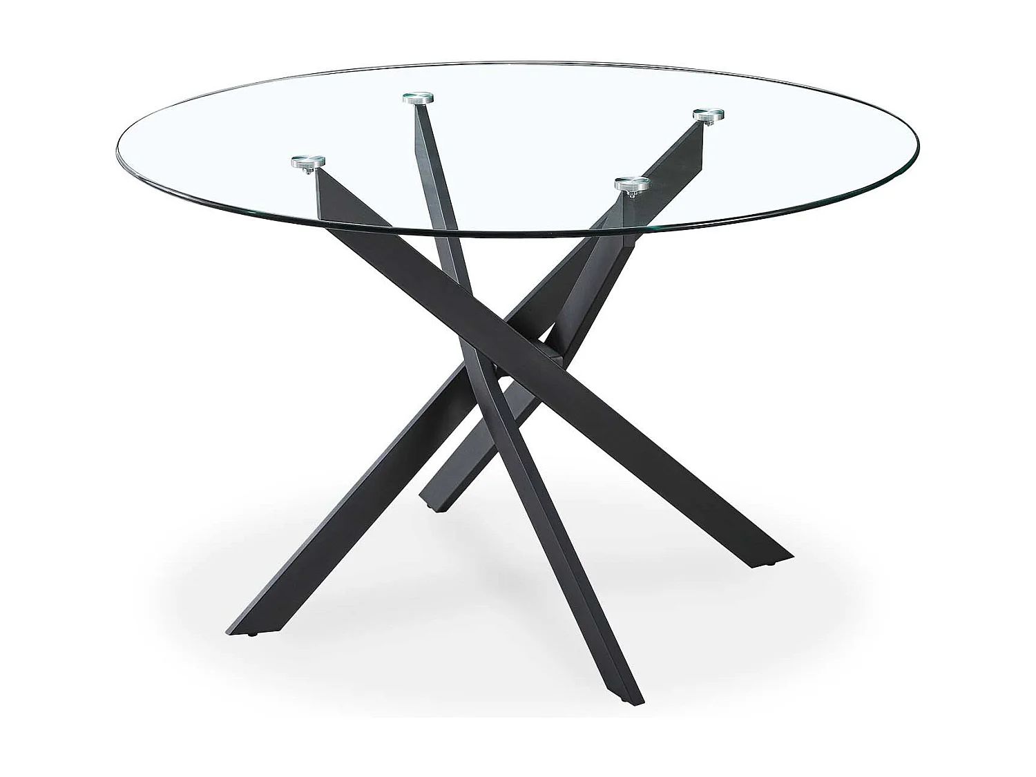 Table ronde en verre et pied noir Sofia