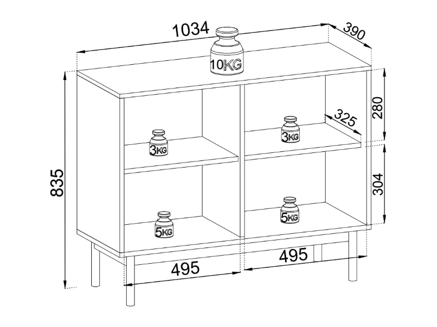 Buffet - 104 cm - 2 portes - chêne linéaire - JAPANDIES