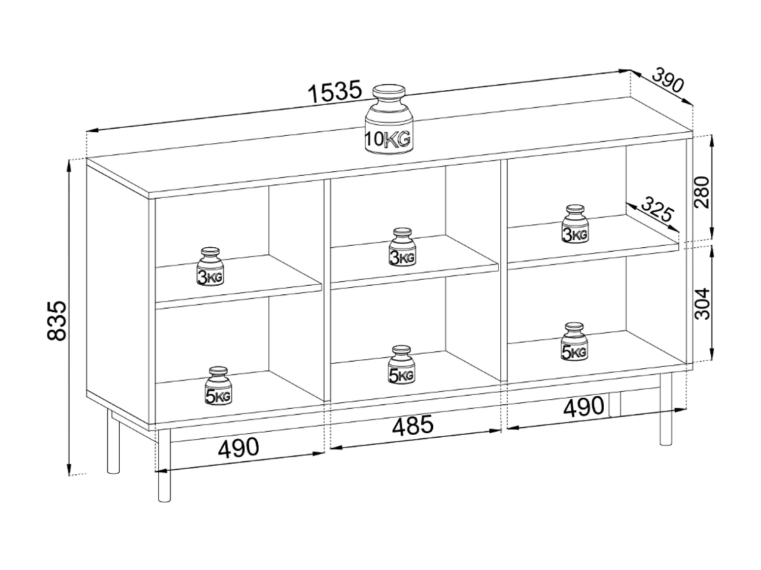 Sideboard 3-türig - Greige - 154 cm - JAPANDIES