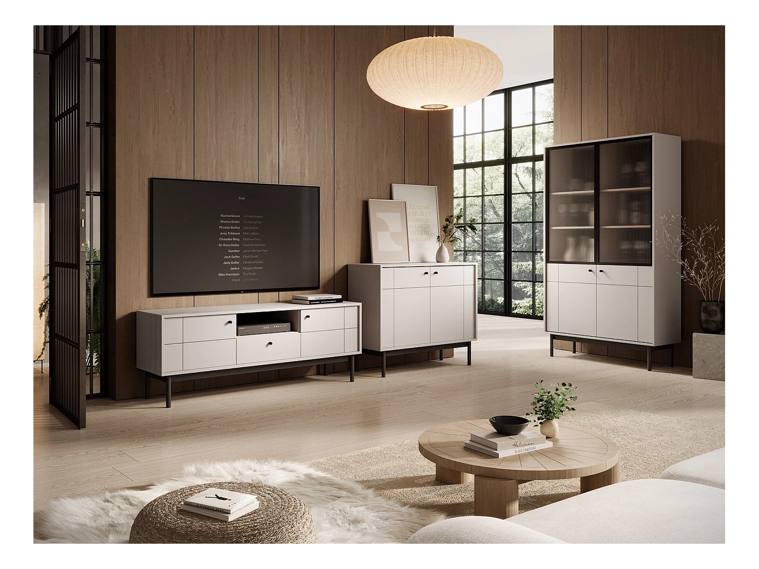 Sideboard 3-türig - Greige - 104 cm - JAPANDIES