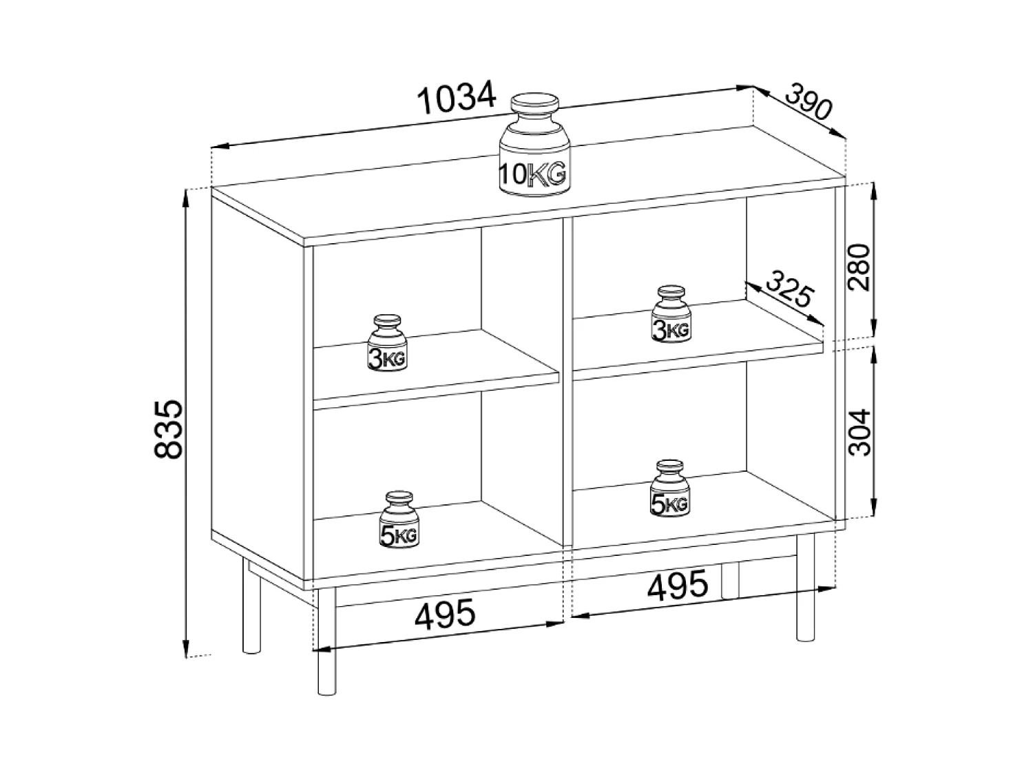 Sideboard 3-türig - Greige - 104 cm - JAPANDIES