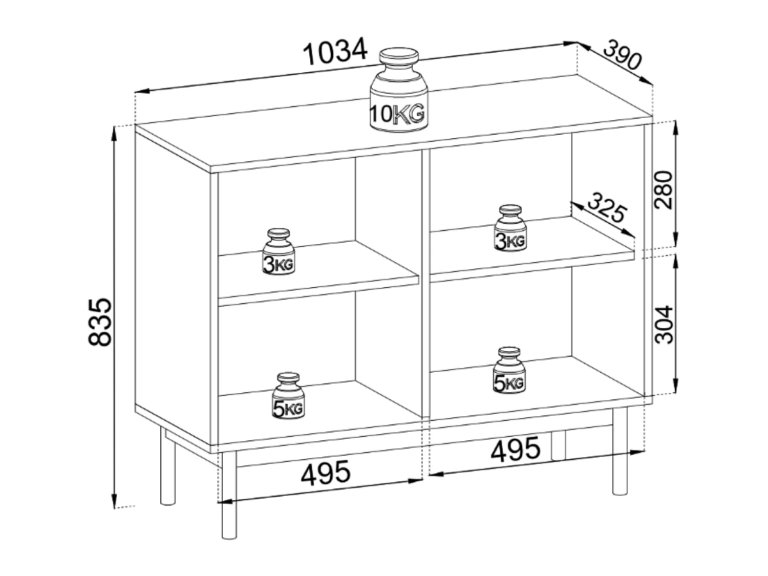 Sideboard 3-türig - Greige - 104 cm - JAPANDIES