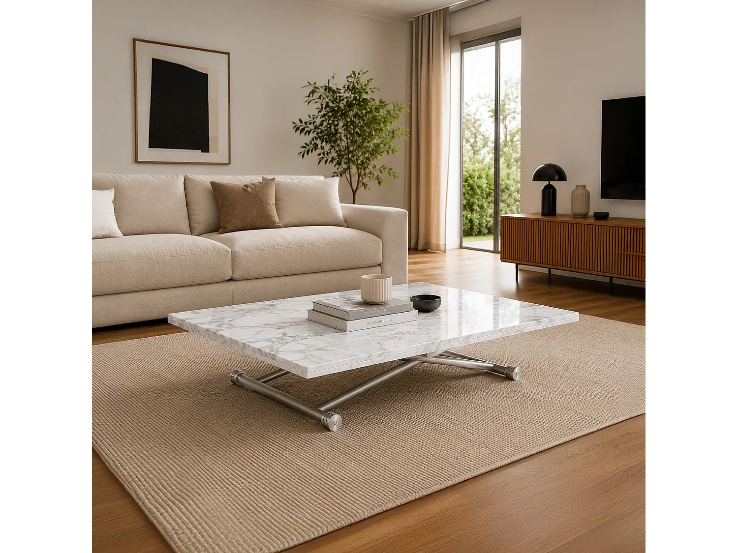 Table basse relevable Philadelphia XL Effet marbre