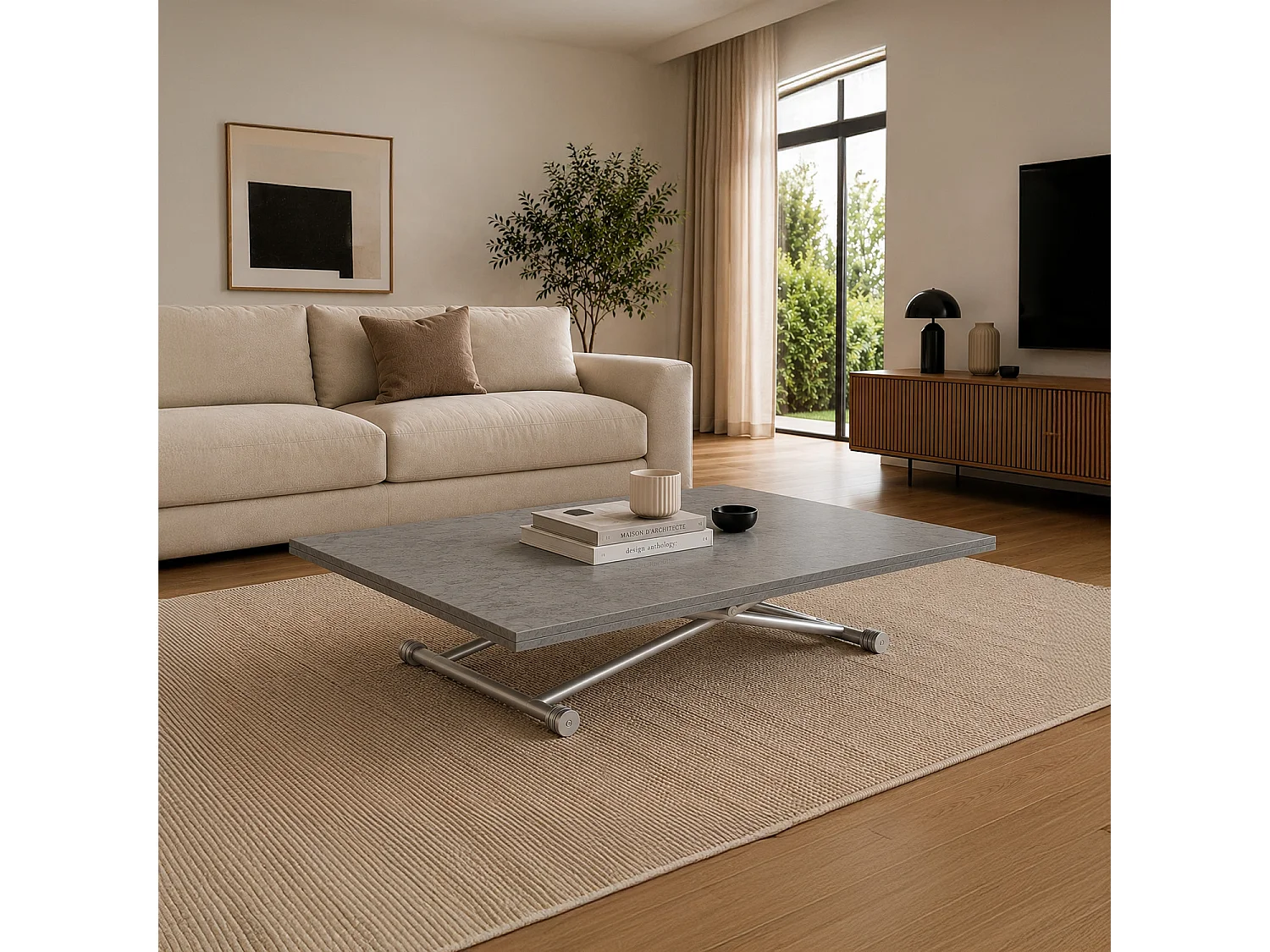 Table basse relevable Philadelphia XL Effet béton
