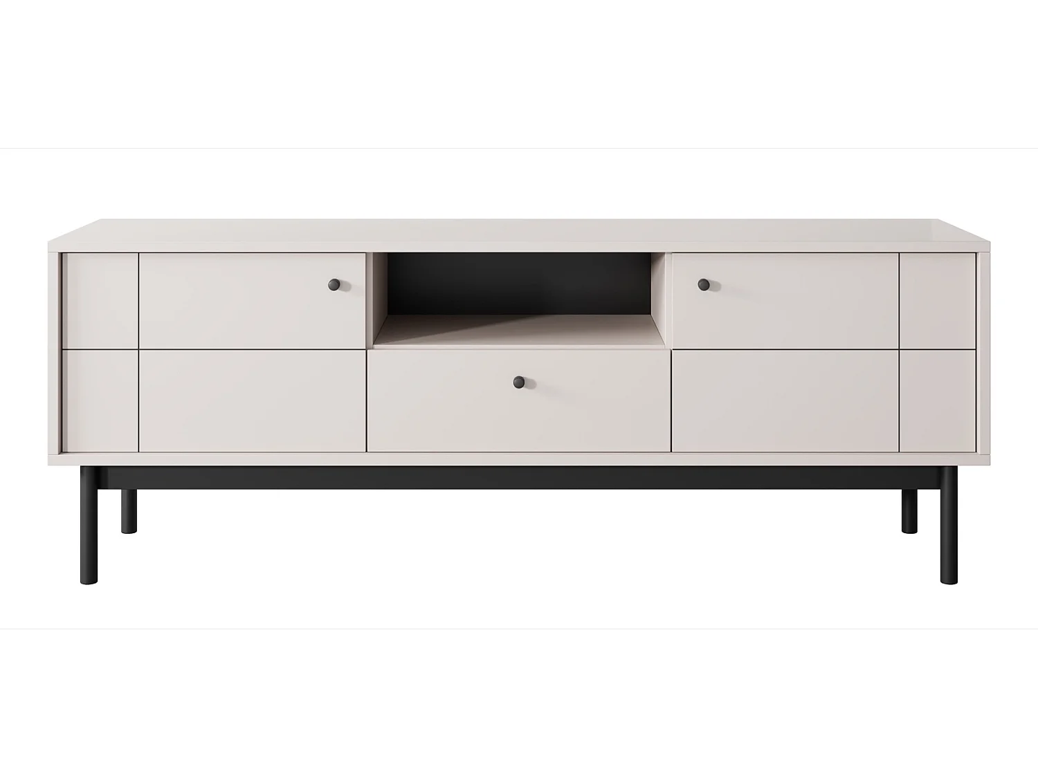 Meuble TV à deux portes - 153 cm - avec tiroir et niche - grège - JAPANDIES