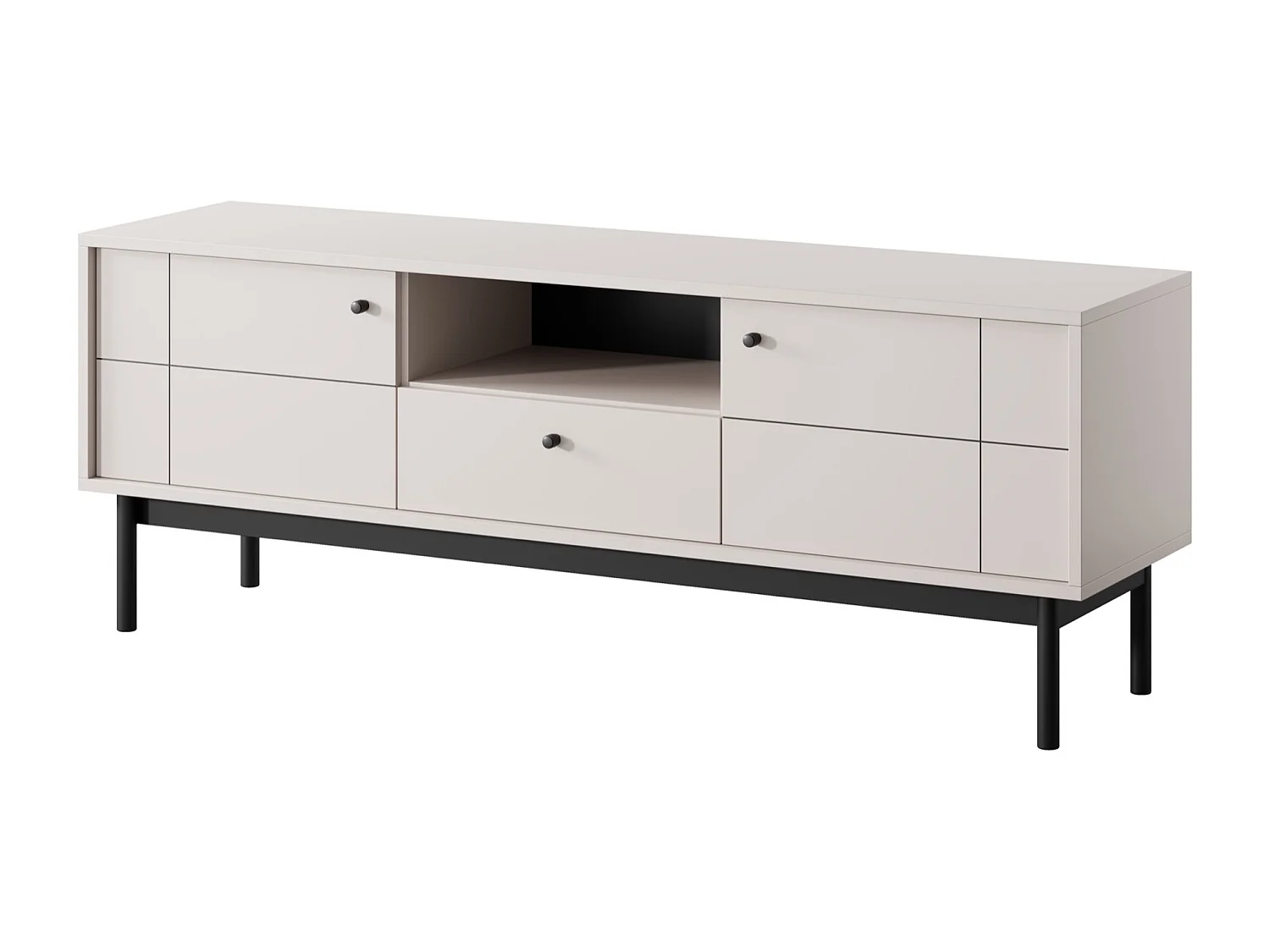 Meuble TV à deux portes - 153 cm - avec tiroir et niche - grège - JAPANDIES