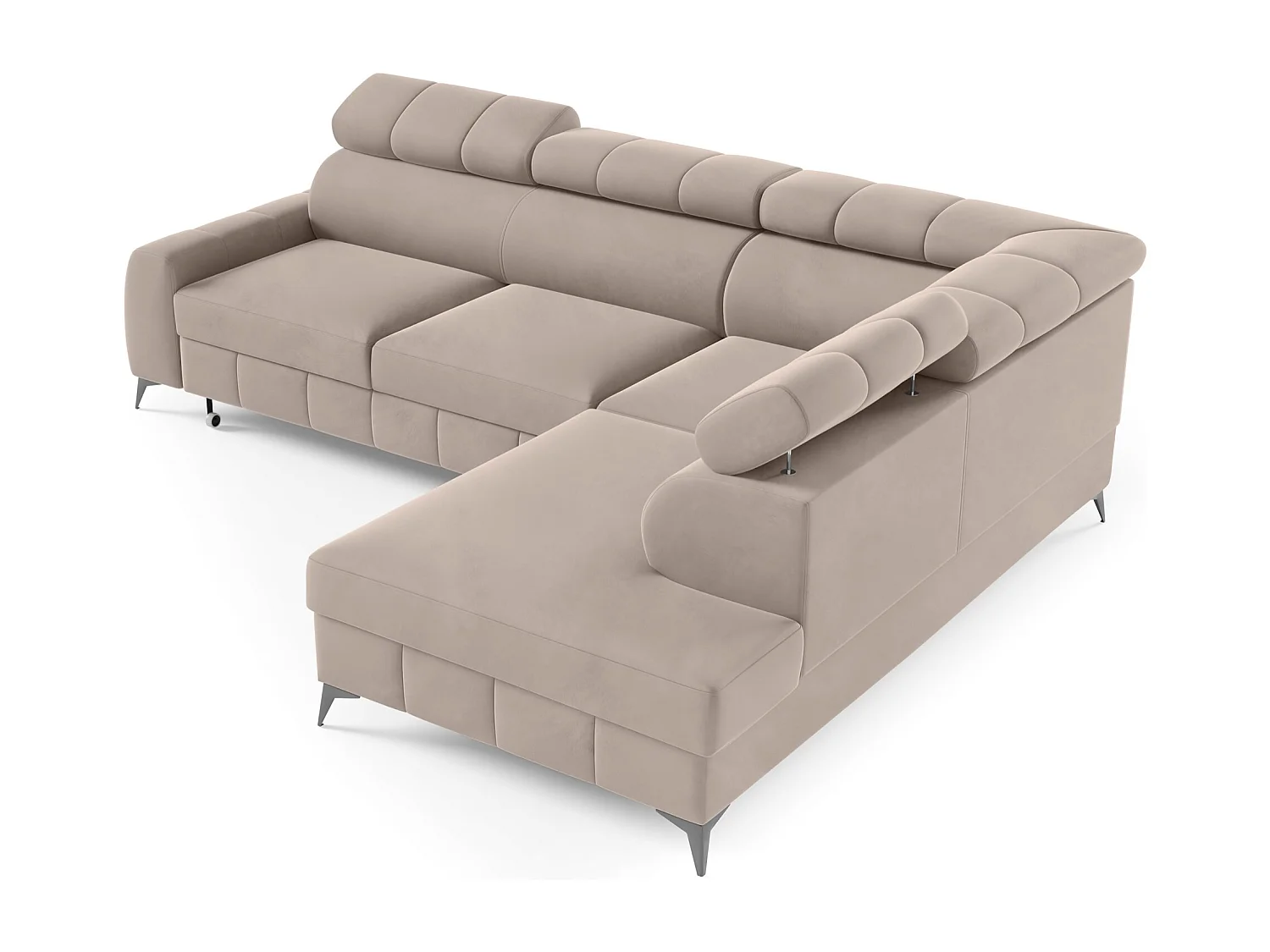 Omkeerbare hoekbank - in beige fluweel - rechterkant - LONDON