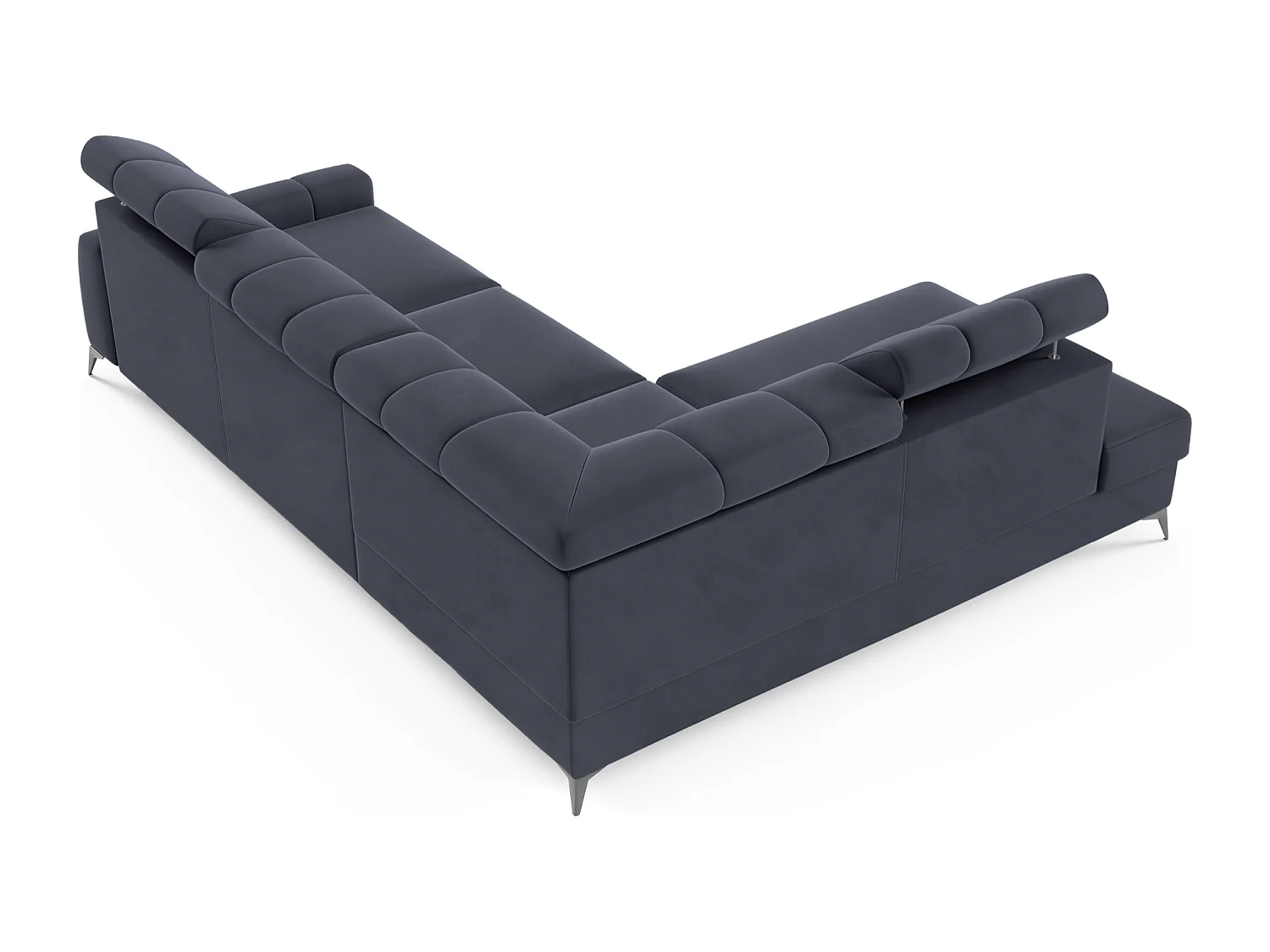 Ecksofa mit Schlaffunktion - Veloursbezug in Dunkelgrau - linksseitig - LONDON