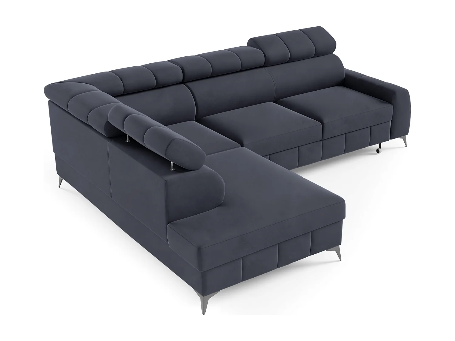 Ecksofa mit Schlaffunktion - Veloursbezug in Dunkelgrau - linksseitig - LONDON