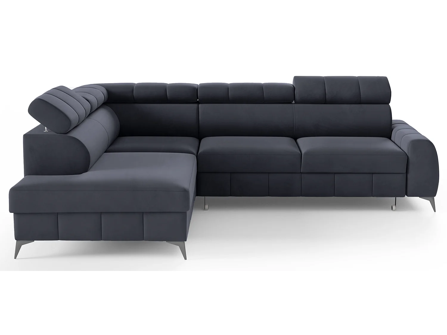 Omkeerbare hoekbank - in donkergrijs fluweel - linkerzijde - LONDON