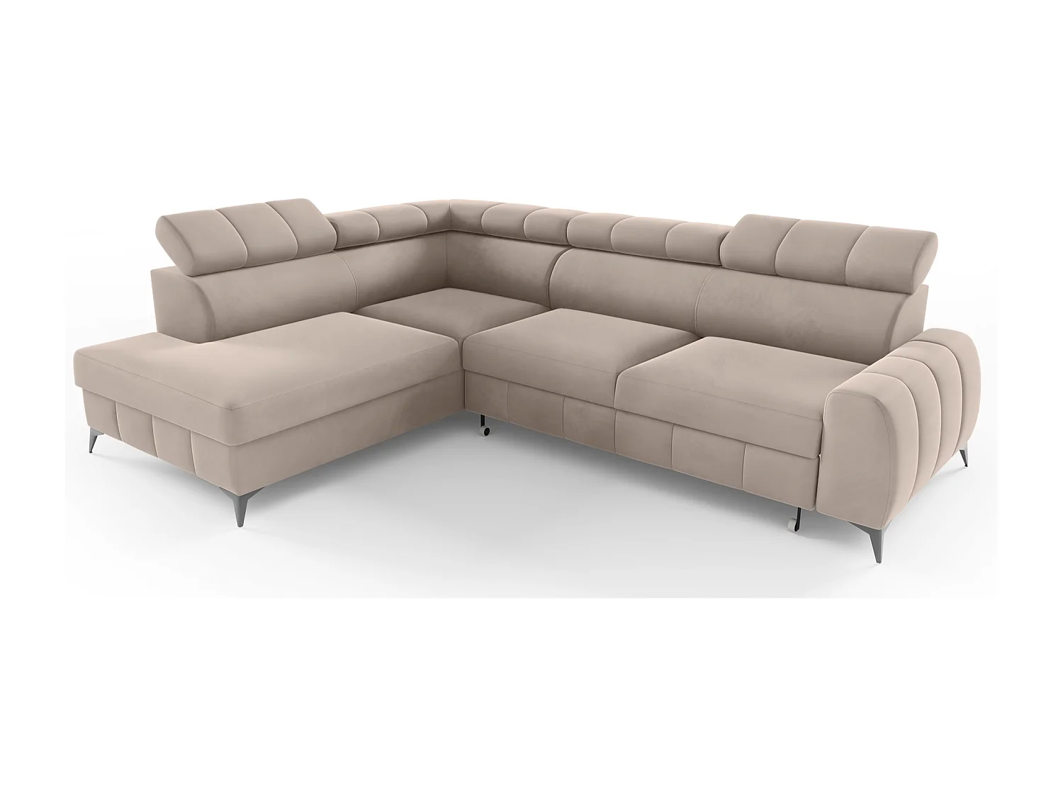 Omkeerbare hoekbank - in greige fluweel - linkerzijde - LONDON