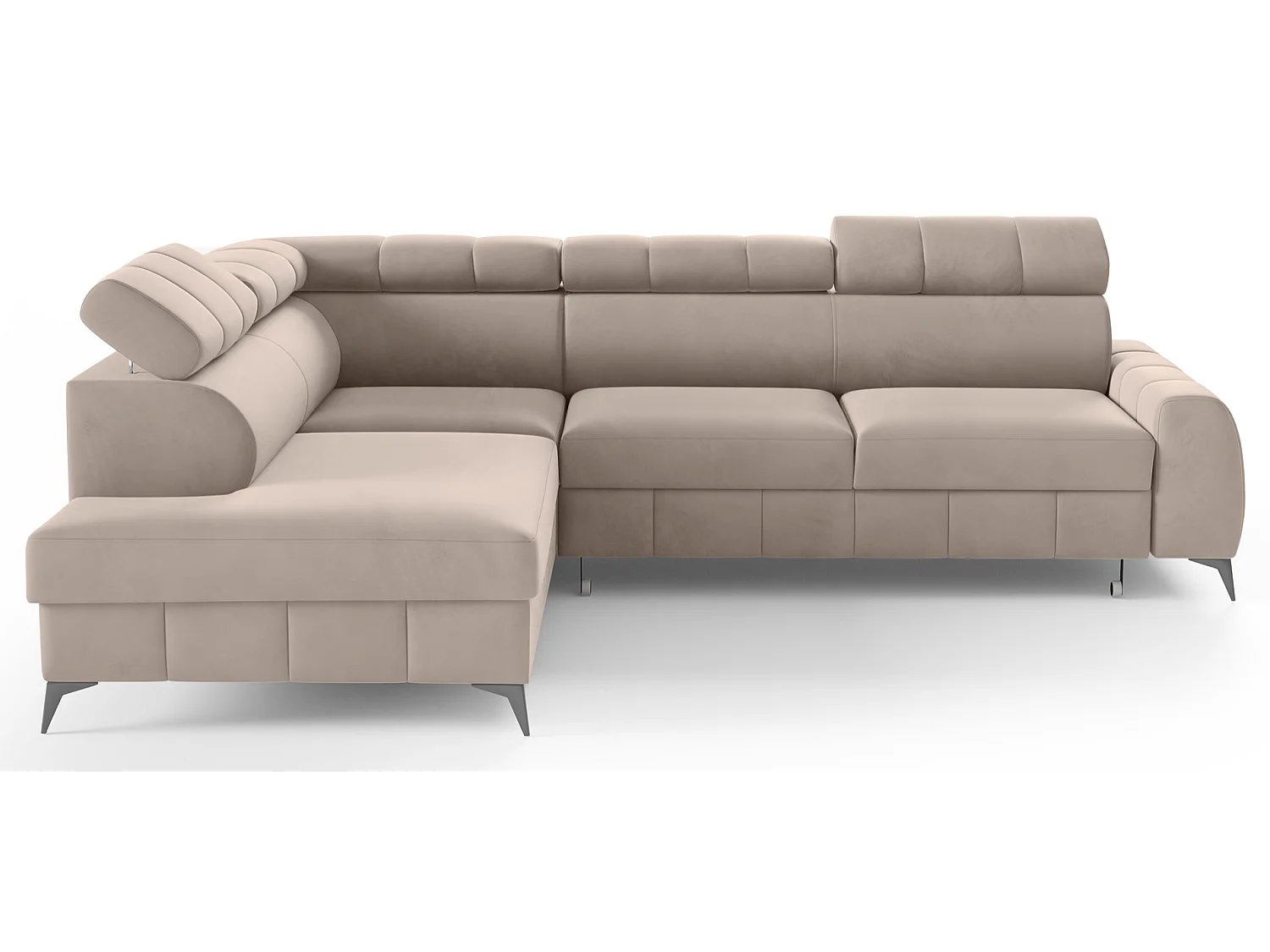 Omkeerbare hoekbank - in greige fluweel - linkerzijde - LONDON