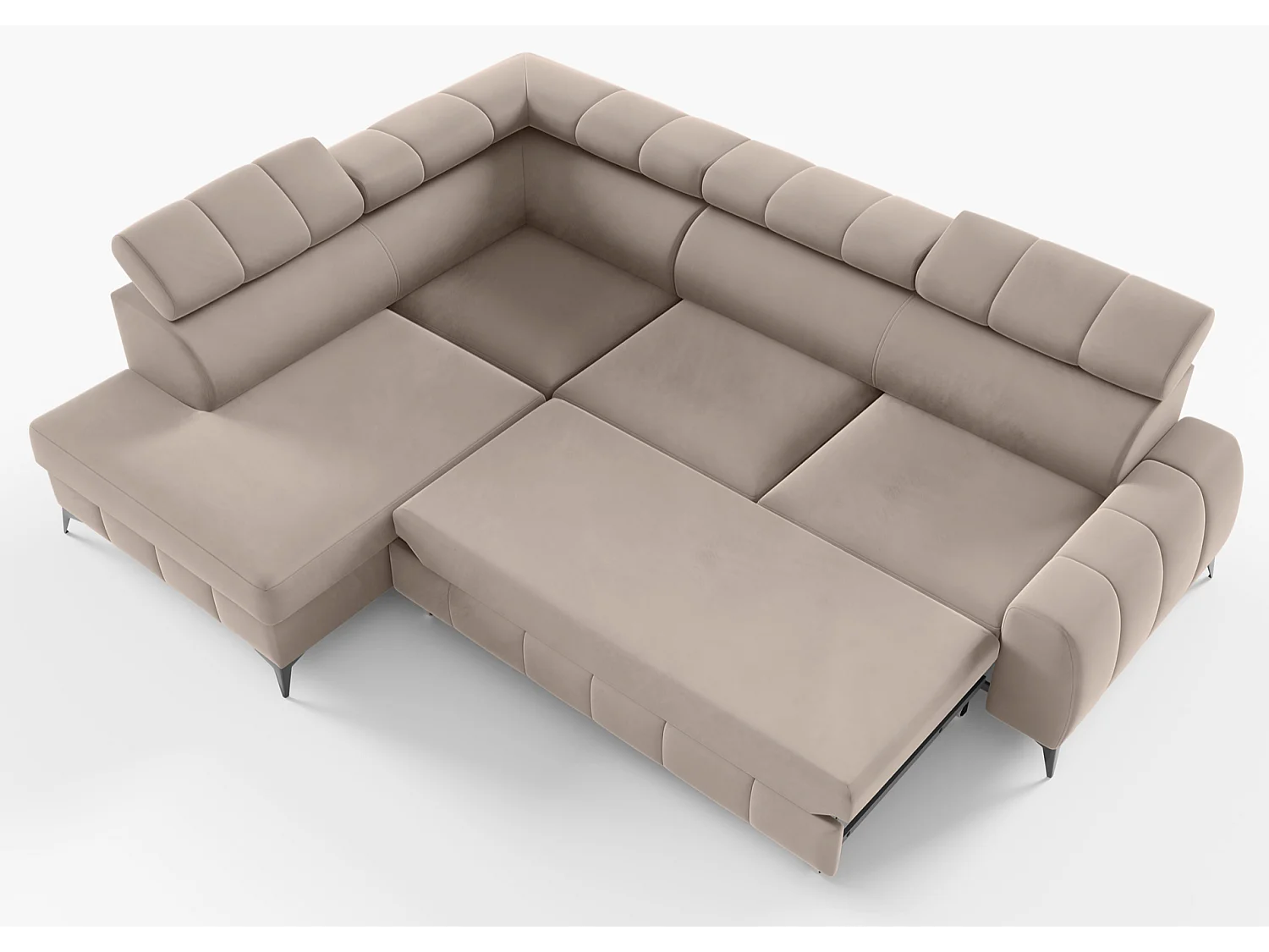 Omkeerbare hoekbank - in greige fluweel - linkerzijde - LONDON