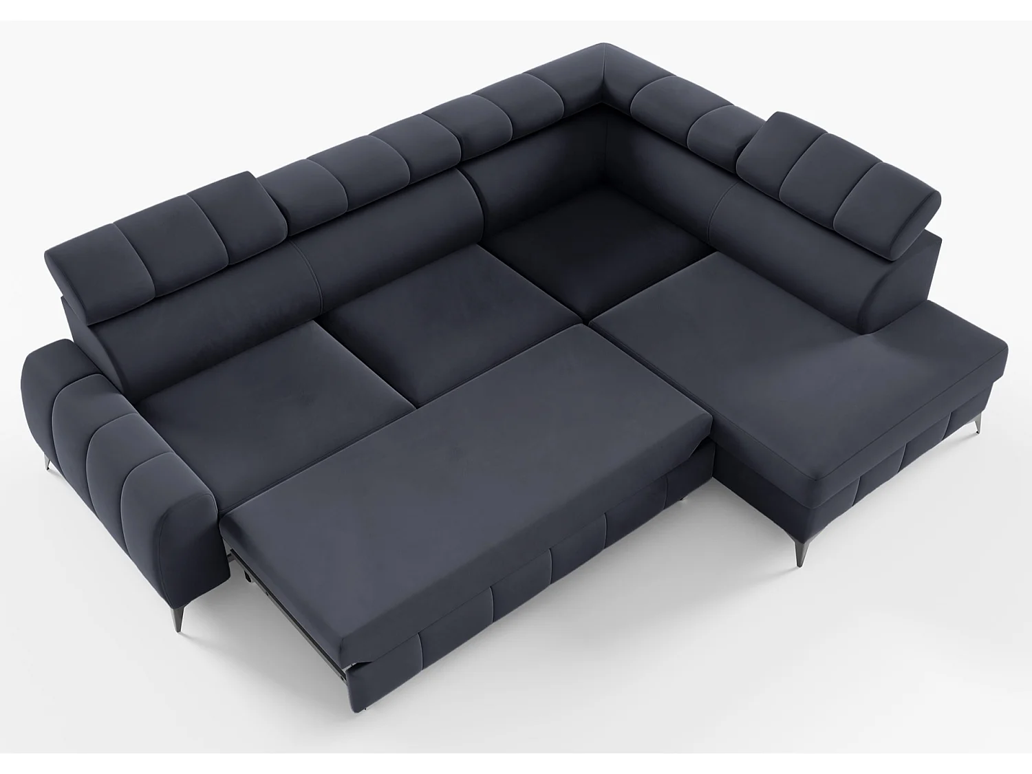 Omkeerbare hoekbank - in donkergrijs fluweel - rechterkant - LONDON