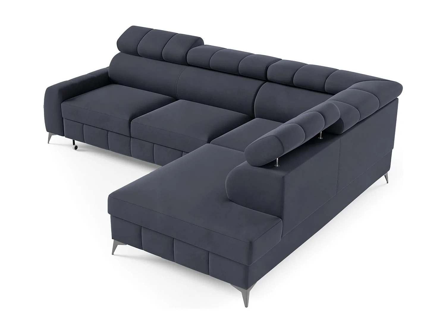 Omkeerbare hoekbank - in donkergrijs fluweel - rechterkant - LONDON