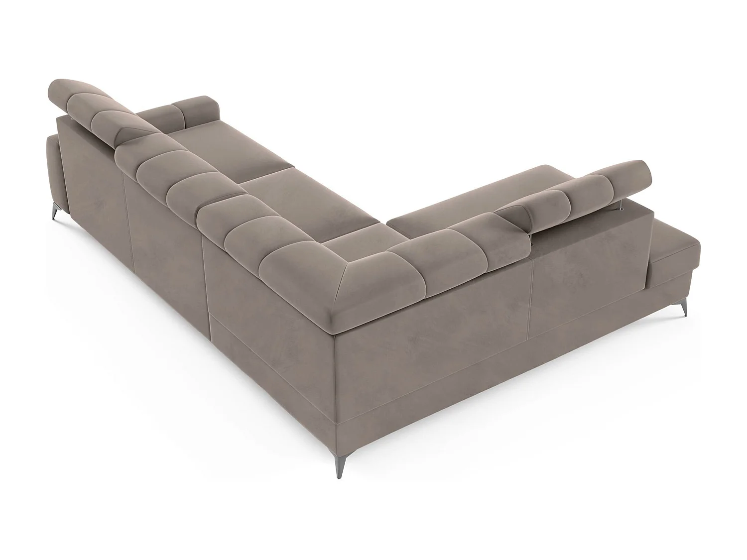 Ecksofa mit Schlaffunktion - Veloursbezug in Hellbraun - linksseitig - LONDON