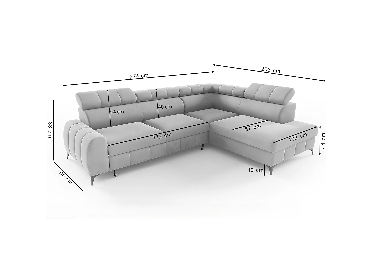 Ecksofa mit Schlaffunktion - Veloursbezug in Hellbraun - linksseitig - LONDON