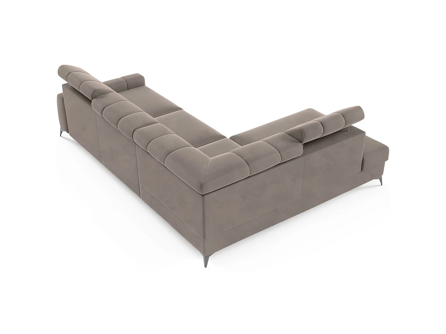 Ecksofa mit Schlaffunktion - Veloursbezug in Hellbraun - linksseitig - LONDON