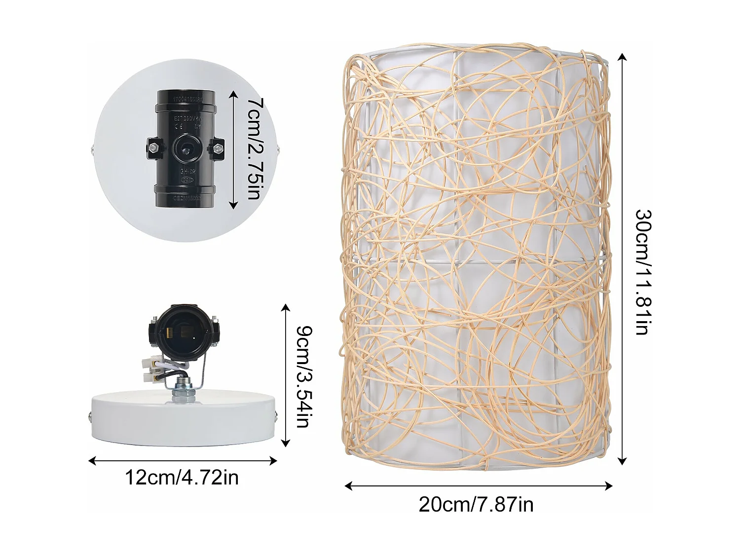 Applique en rotin d23cm x h40 cm