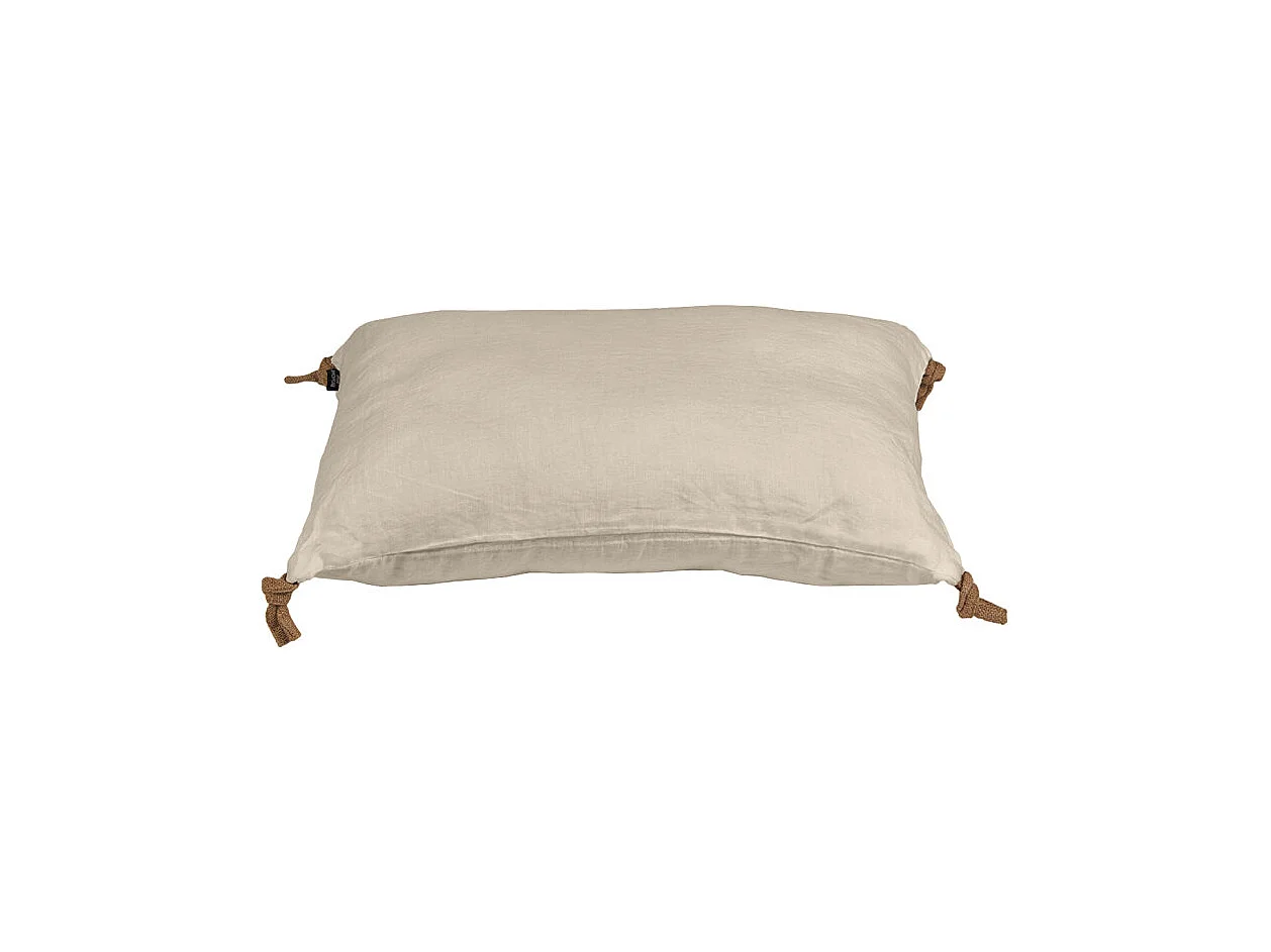 Coussin 40 x 60 cm en lin lavé sable avec 4 nouettes en jute - LUISA