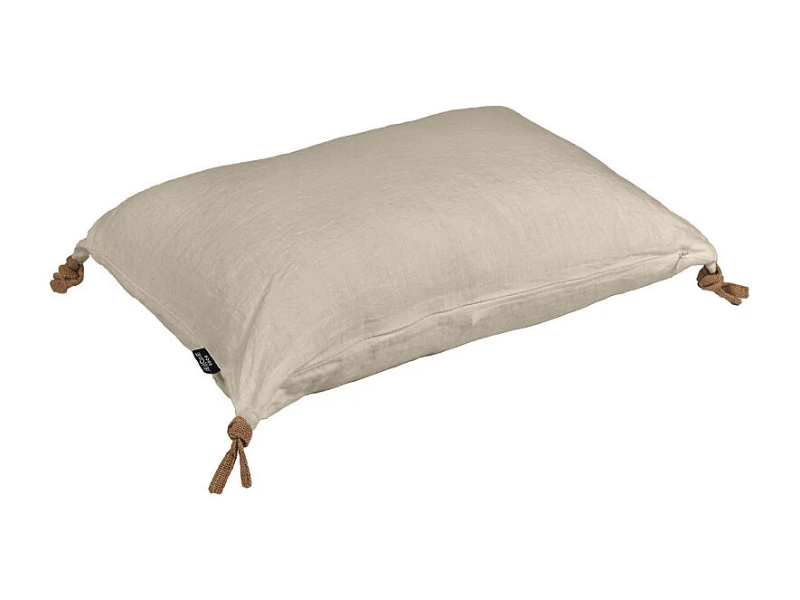 Coussin 40 x 60 cm en lin lavé sable avec 4 nouettes en jute - LUISA