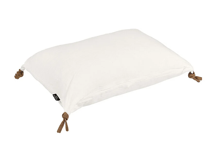 Coussin 40 x 60 cm en lin lavé blanc avec 4 nouettes en jute - LUISA