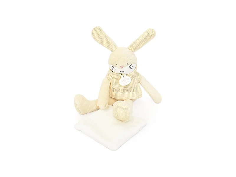 Doudou lapin polyester 25 cm collection SWEETY DOUDOU beige/blanc