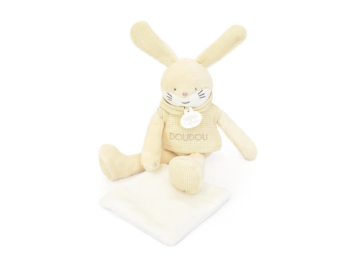 Doudou lapin polyester 25 cm collection SWEETY DOUDOU beige/blanc