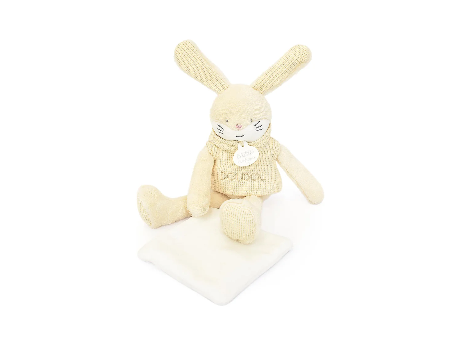 Doudou lapin polyester 25 cm collection SWEETY DOUDOU beige/blanc