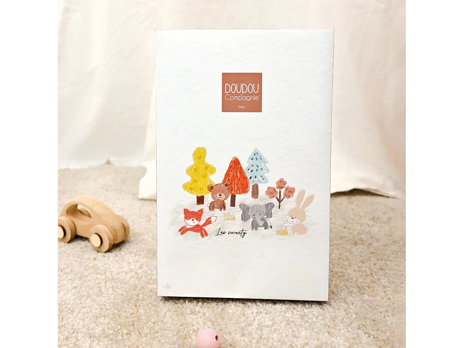 Doudou lapin polyester 25 cm collection SWEETY DOUDOU beige/blanc