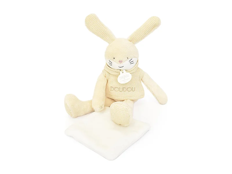 Doudou lapin polyester 25 cm collection SWEETY DOUDOU beige/blanc