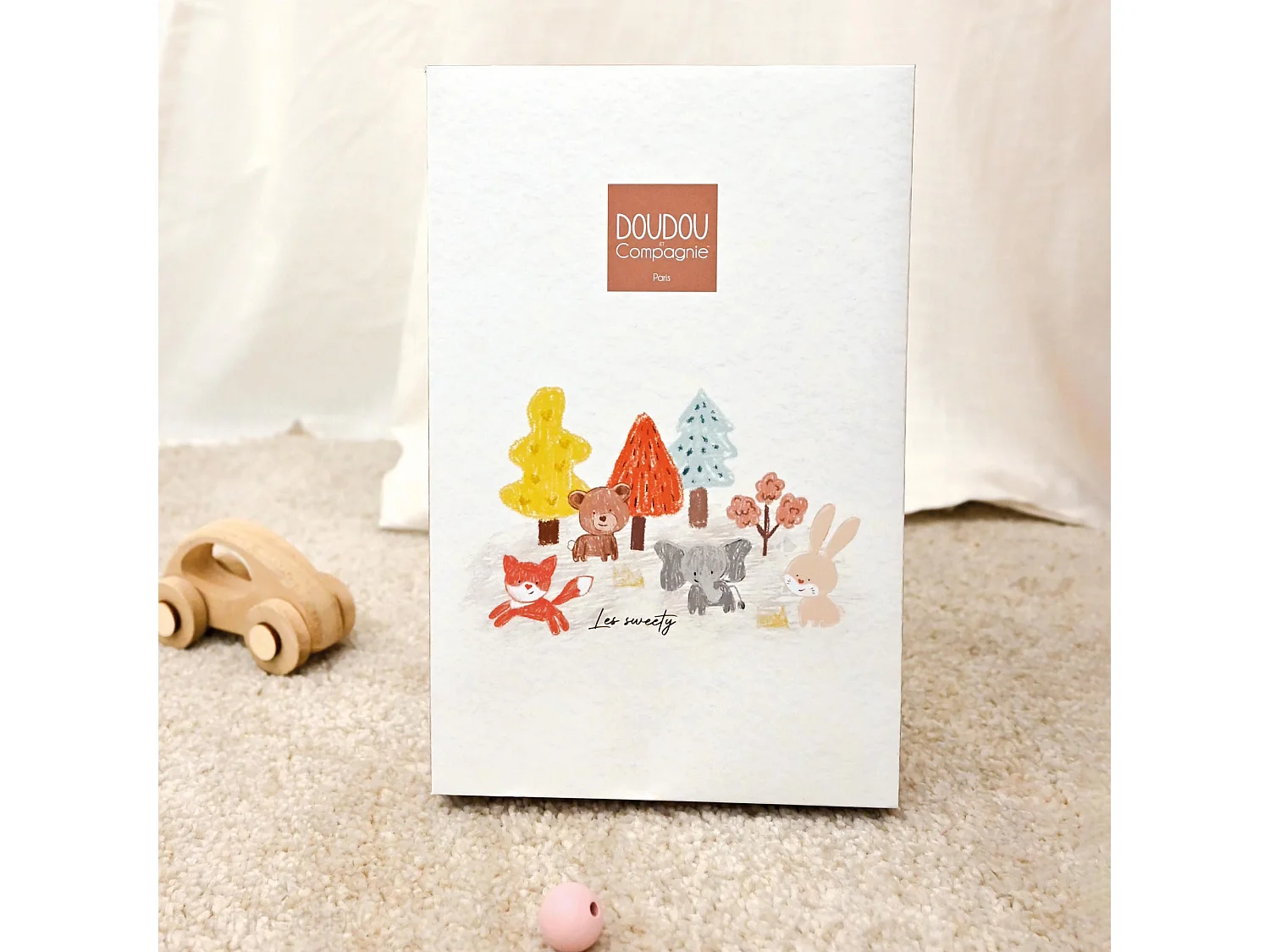 Doudou ours polyester 25 cm collection SWEETY DOUDOU marron/blanc