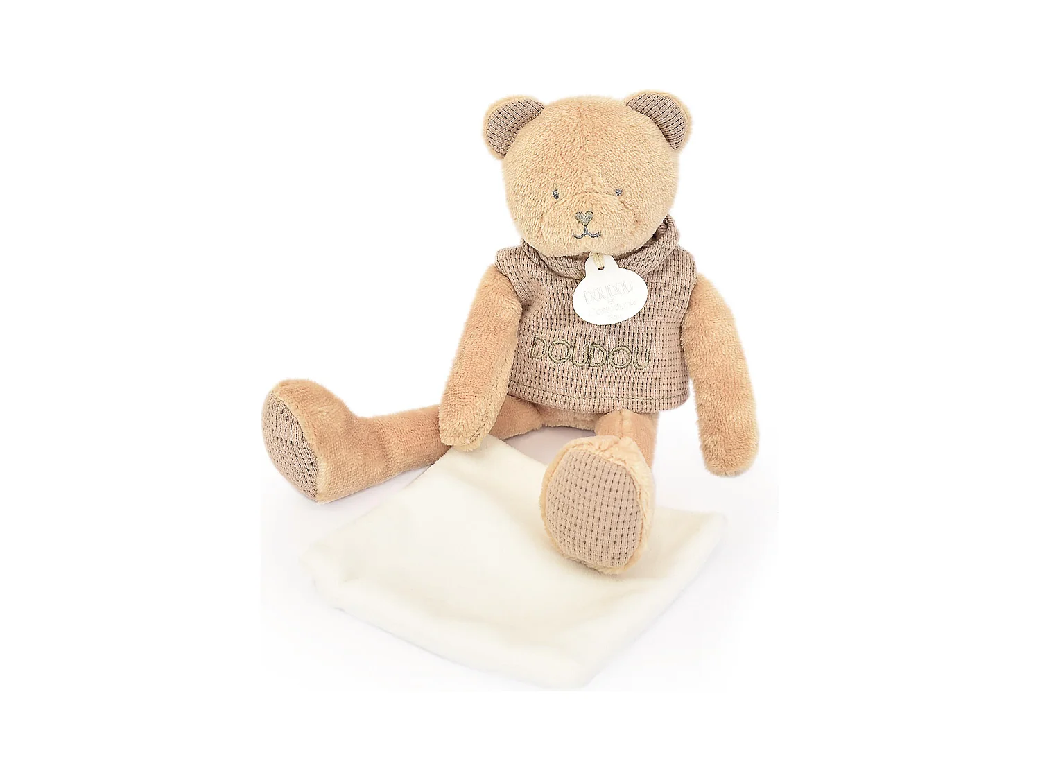 Doudou ours polyester 25 cm collection SWEETY DOUDOU marron/blanc