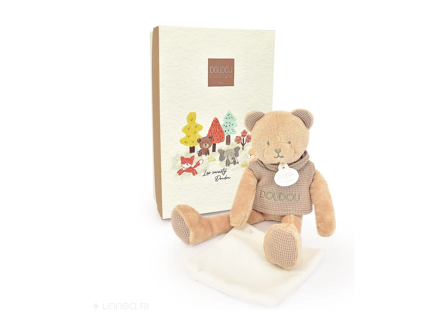 Doudou ours polyester 25 cm collection SWEETY DOUDOU marron/blanc