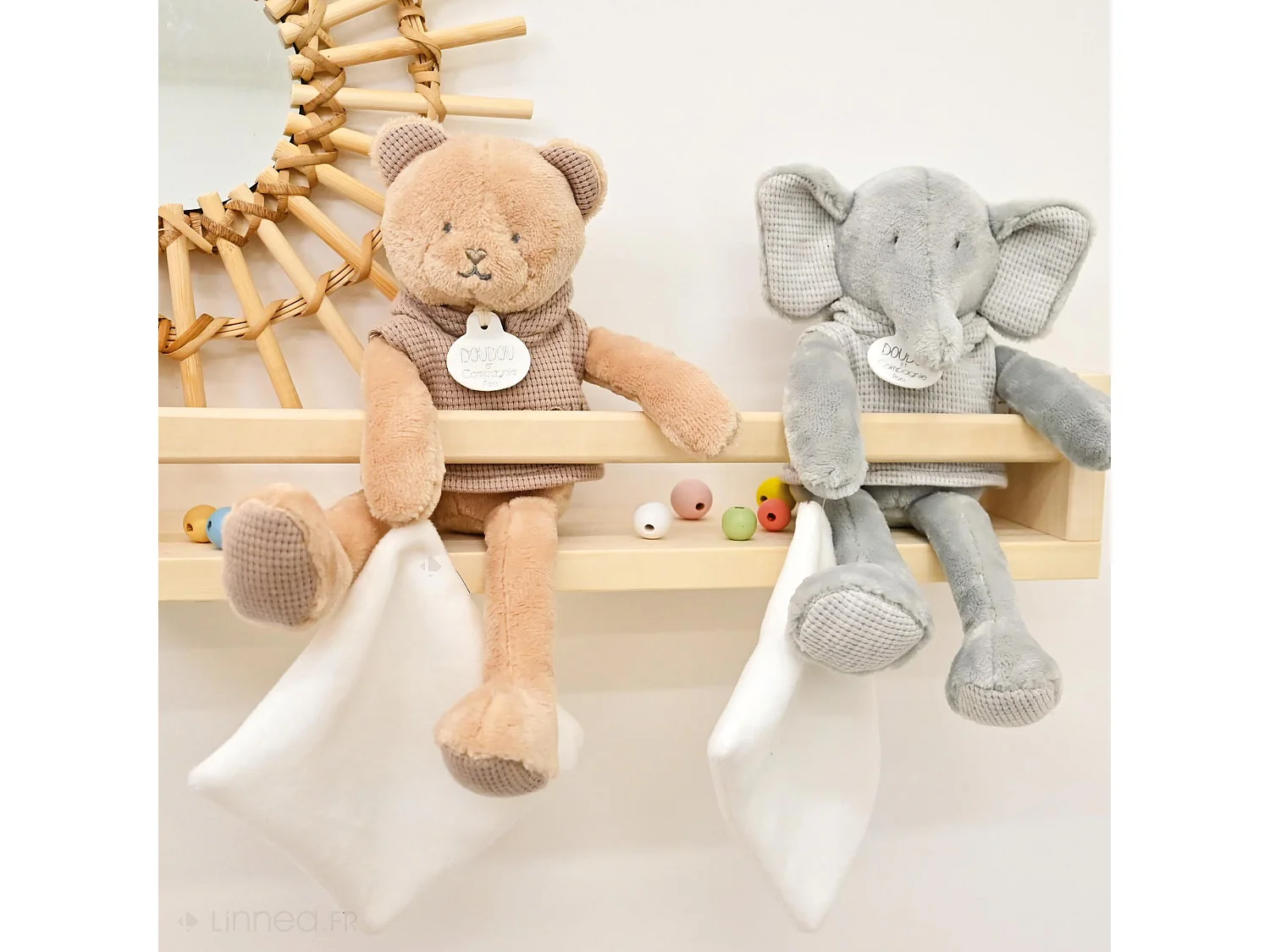 Doudou éléphant polyester 25 cm collection SWEETY DOUDOU gris/blanc