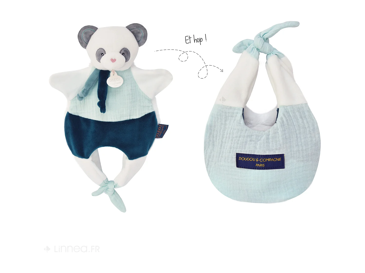 Doudou amusette 30 cm polyester collection LES PETITS FUTÉS panda vert