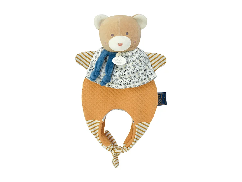 Doudou amusette 30 cm polyester collection LES PETITS FUTÉS ours jaune