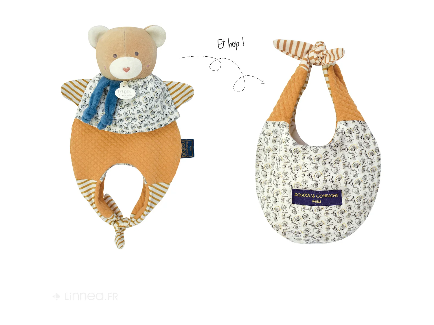 Doudou amusette 30 cm polyester collection LES PETITS FUTÉS ours jaune