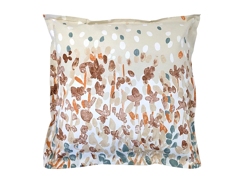 Taie d'oreiller uni 65x65 cm en coton ÉVASION pêche écru