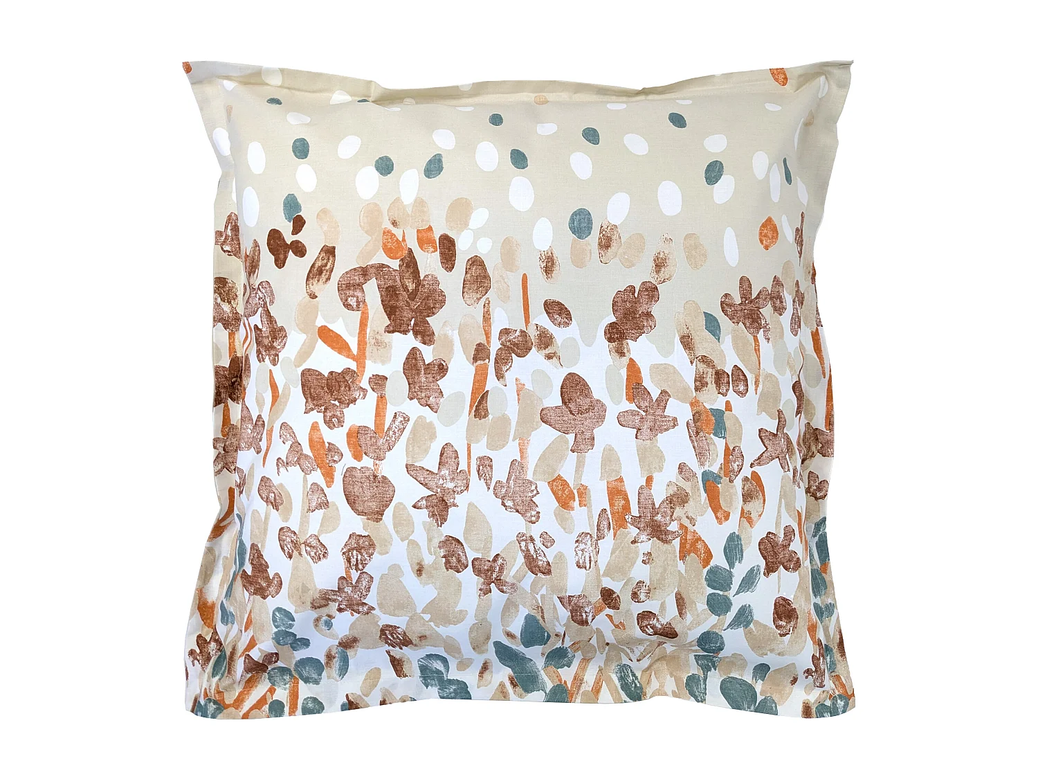 Taie d'oreiller uni 65x65 cm en coton ÉVASION pêche écru