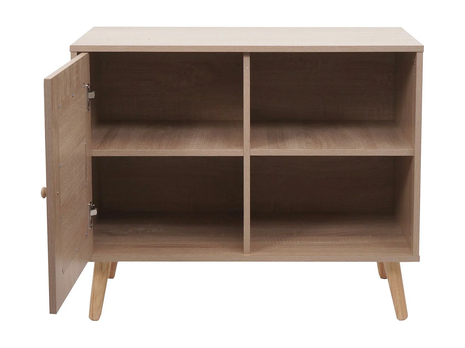 Credenza armadietto MCW-M39, credenza alta, vano portaoggetti, melamina Kubu rattan, 67x80x38cm effetto rovere