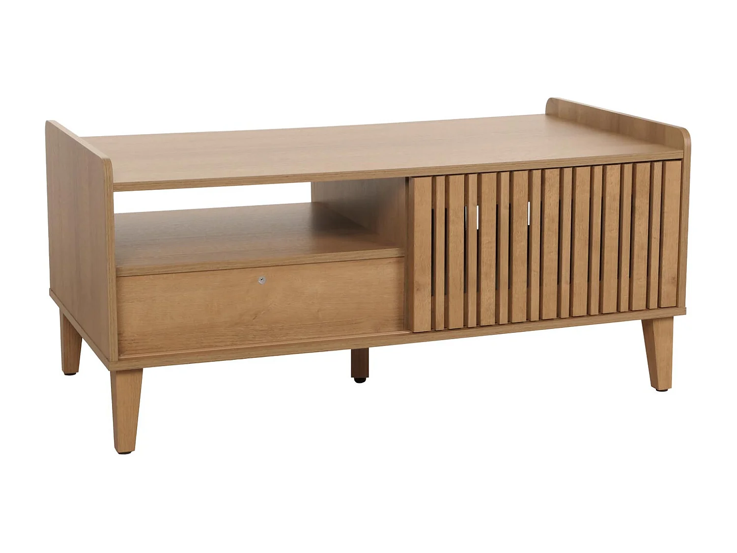 Table basse MCW-M48,  naturel, tiroir blanc