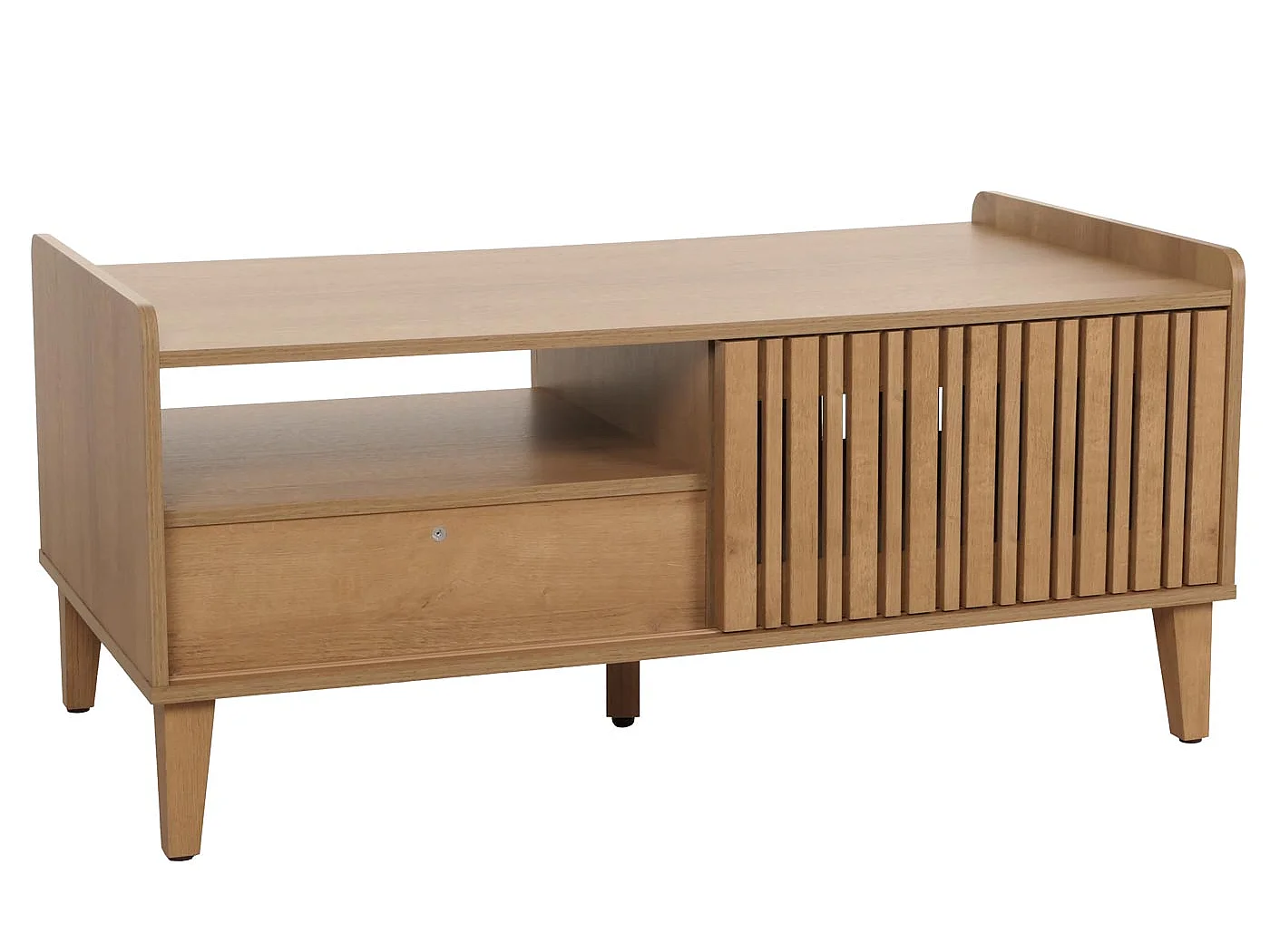 Mesa de centro MCW-M48,  natural, gaveta branca