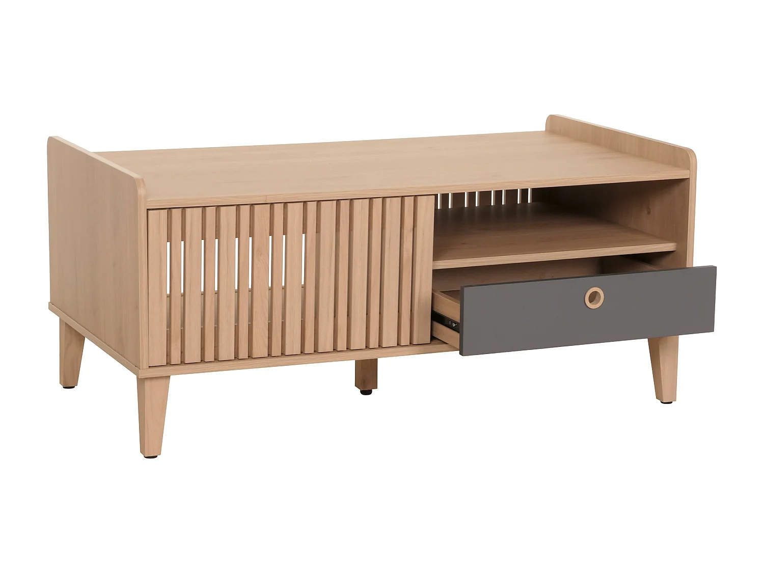 Table basse MCW-M48,  beige, tiroir gris