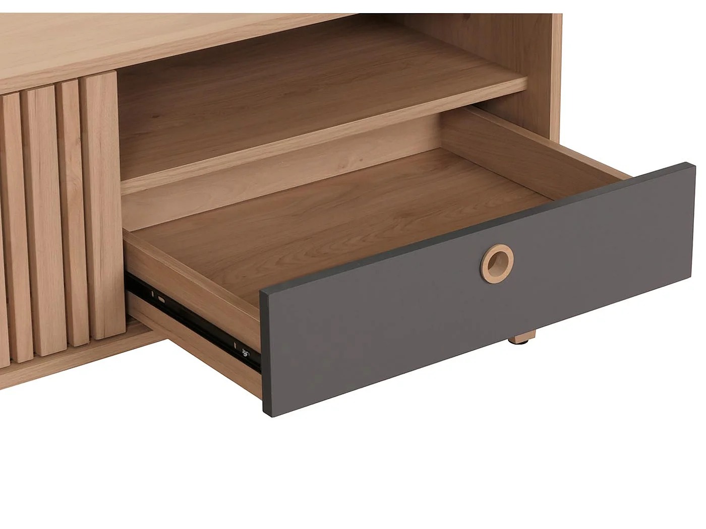 Table basse MCW-M48,  beige, tiroir gris