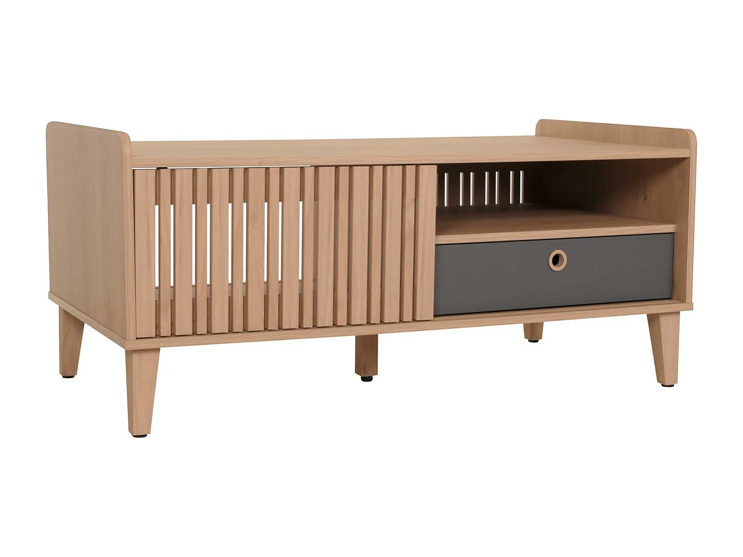 Table basse MCW-M48,  beige, tiroir gris